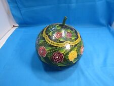 "Tazón/planta de calabaza lacada floral pintada a mano arte popular mexicano Olinala 7 1/2" segunda mano  Embacar hacia Mexico