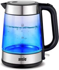 Used, ANSIO Electric Kettle Glass Kettle 1.7L Cordless Clear Kettle 2200W Removable Fi for sale  Shipping to South Africa