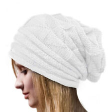 Boné de crochê feminino moda inverno quente feminino malha malha chapéu largo branco, usado comprar usado  Enviando para Brazil