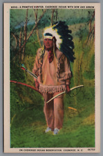 Cartão postal NC Primitive Hunter Cherokee com arco e flecha reserva Cherokee C14 comprar usado  Enviando para Brazil