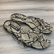 Sandálias Zara Feminina 7.5 Marrom Pele de Cobra Chinelos Tanga Casual Slip On Tiras, usado comprar usado  Enviando para Brazil