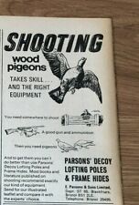 Used, (STGUN63) Advert7x4" Parsons' Decoy Lofting Poles & Frame Hides, For Wood Pigeon for sale  BEDFORD