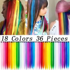 36Packs Synthetic Colored Clip In One Piece Straight Rainbow Hair Extensions for sale  Shipping to South Africa