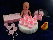 CUTE lot of Greenbrier International Baby Shower Decorations Cake Toppers Pink for sale  Shipping to South Africa