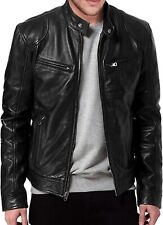 Mens  Black Real Premium Sheepskin Leather Biker Motorcycle Jacket New S M L XL, used for sale  Shipping to South Africa