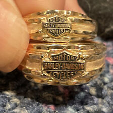 Mens & Ladies  Matching 10K Yellow Gold Harley Davidson Ring Wedding Set 9/11.5, used for sale  Lawton