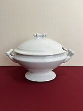 🔵🔵 Sopa de porcelana Tureen antiga ~1890's J&G Meakin White Ironstone 13"x8"  , usado comprar usado  Enviando para Brazil