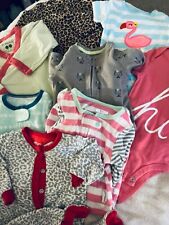 CARTERS baby GIRL CLOTHES SALE NB TO 3M 3 MONTHS  8PCS BABIES CREEPERS LEOPARD for sale  Shipping to South Africa