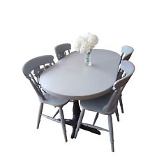 Vintage Country Pine Grey Dining Table & Fiddleback Chairs x 4 Restored 1980 for sale  Shipping to South Africa