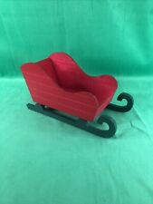 Big Red Solid Wood Christmas Santa Decorative SLEIGH 11” for sale  Shipping to South Africa
