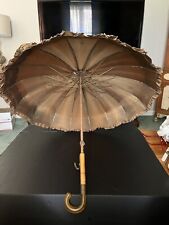 Antyczny jedwabny marszczony parasol parasol przeciwsłoneczny z bambusowym i bakelitowym uchwytem Niemarkowe na sprzedaż  Wysyłka do Poland