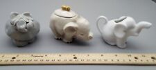 Lot of Three (3) Elephant Figurines, ClaytonDickerson,MWAH Sugar,Wht Creamer for sale  Shipping to South Africa