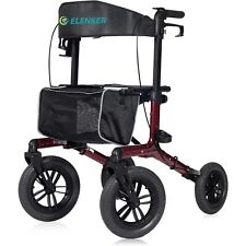 ELENKER All-Terrain Rollator Walker Non-Pneumatic Tire 12” Front Rubber Wheels for sale  Shipping to South Africa