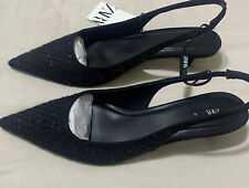 BRAND NEW ZARA FABRIC SLING BACK KITTEN HEELS WITH SEQUINS BLACK size UK6 Eur39 for sale  Shipping to South Africa