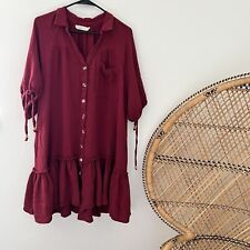 Millibon boutique  cranberry red cotton gauze-knit knee length dress  Size small for sale  Shipping to South Africa