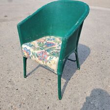 Vintage Mid Century Painted Rattan Lloyd Loom Style Wicker Arm Tub Chair Green for sale  Shipping to South Africa