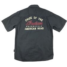 Indian Motorcycles Mens Medium Gray Short Sleeve Button Up Mechanic Work Shirt for sale  Shipping to South Africa