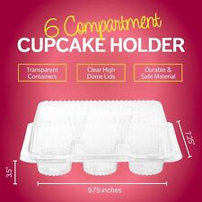 Contenedores de cupcakes/muffins de plástico transparente cajas de 6 compartimentos cúpula alta - paquete de 40 segunda mano  Embacar hacia Argentina