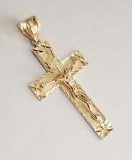 Pingente crucifixo cruz Jesus INRI ouro amarelo sólido 14K religião corte diamante, usado comprar usado  Enviando para Brazil