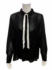 Usado, Blusa feminina atemporal BROOKE SHIELDS tecida com detalhe de gravata preta tamanho 12 comprar usado  Enviando para Brazil