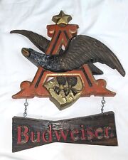 Vintage 2-Piece BUDWEISER Anheuser Busch "A" Flying Eagle Plastic Bar Sign 13X19 for sale  Shipping to South Africa