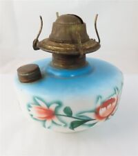 Vintage White Milk Glass Blue Ombre Flower Pattern Oil Lamp Base for sale  Shipping to South Africa