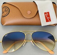 Óculos de sol Ray Ban aviador, 3025, 62 mm médio, armação dourada/lente azul degradê. comprar usado  Enviando para Brazil