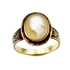 Vintage Bezel Set Shell Cameo Ring in 10K Gold for sale  Shipping to South Africa