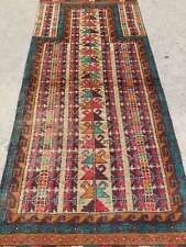 Distressed Authentic Hand Knotted Afghan Balouch Wool Area Rug 4.8x2.1ft, used for sale  Shipping to South Africa