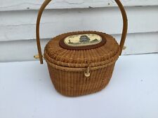 Woven Nantucket Basket Purse With Don Thomas Scrimshaw for sale  Shipping to South Africa
