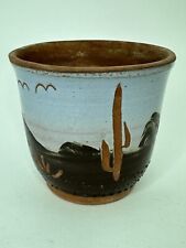 Handmade Painted & Glazed Terracotta Clay Planter Flower Pot Dessert Scene, used for sale  Shipping to South Africa