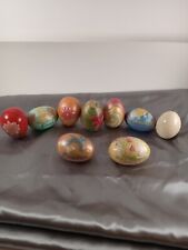 Juego de 9 huevos de Pascua pintados en cerámica y madera segunda mano  Embacar hacia Argentina