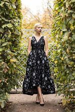 ERDEM X H&M Women's Black Floral Embroidered Jacquard Gown Dress UK 8 US 6 EU 36, used for sale  Shipping to South Africa