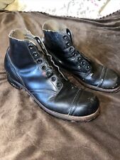 Vintage Sz 10 D Military? Cap Toe Work Black Leather Boots USA Old!! for sale  Shipping to South Africa