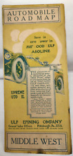1916 Gulf Refining Co. Supreme Auto Oil Middle West Automoile Road Map comprar usado  Enviando para Brazil