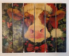 Arte de parede palete de madeira cozinha Papai Noel vaca Heffer fazenda 14"x 11" arte popular  comprar usado  Enviando para Brazil