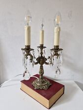Lámpara de mesa antigua vintage cristales de latón francés candelabro mesa luz 3 brazos  segunda mano  Embacar hacia Argentina