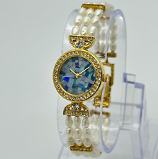 Vintage Feminino LUCORAL Relógio Pérola, Mostrador Opala Esmagada Azul, Banhado a Ouro, Funciona comprar usado  Enviando para Brazil