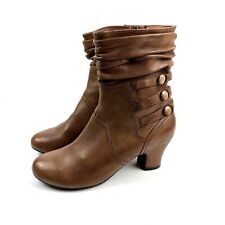 Botas al tobillo Miz Mooz 6,5 cuero marrón con botones acento con cremallera para mujer, usado segunda mano  Embacar hacia Argentina
