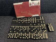 Vintage PROFESSIONAL EXTRA THICK MARBLELIKE Dominoes, Black ~ Puremco, Texas for sale  Shipping to South Africa