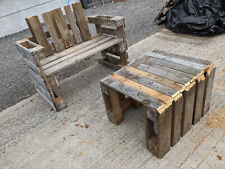 Hand made strong bench seat and table made from recycled pallet wood YE220723D, used for sale  Shipping to South Africa