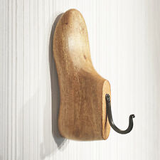 Vintage Acacia Wood Shoe Form with Black Iron Wall Hook - Decor Wall Hanging, used for sale  Shipping to South Africa