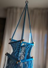 Used, Baby Hanging Chair swing Handmade Macrame Cotton Indoor  Outdoor Blue for sale  Shipping to South Africa