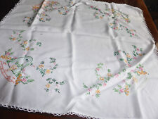White embroidered tablecloth for sale  LLANDEILO