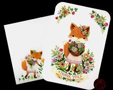 HTF Papyrus THANK YOU Fox Basket Flowers - GLITTERED Small Note Card W/ TRACKING for sale  Shipping to South Africa