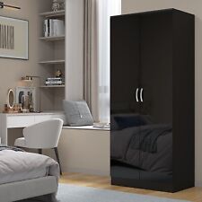 High Gloss 2 Door Wardrobe With Hanging Rail Bedroom Furniture Storage Modern for sale  Shipping to South Africa