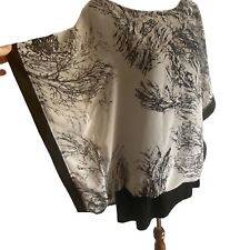Blusa Sinwayi branca preta árvore gráfica fluida túnica em camadas quimono manga morcego comprar usado  Enviando para Brazil