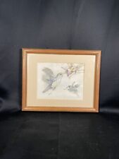 Vintage Original Drawing/Sketch Hummingbirds Columbine Signed Framed Art for sale  Shipping to South Africa