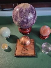 Spheres 67mm Lepidolite Copper 29mm Pink Aragonite 29mm Amethyst 21mm Rutile Qtz, used for sale  Shipping to South Africa