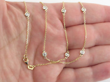 10K Yellow Gold Over Diamond Station Necklace Diamond By The Yard 20" Necklace for sale  Shipping to South Africa